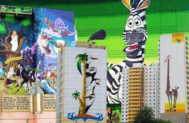 Граффити с изображениями животных и сказок в п. Шушары могут исчезнуть